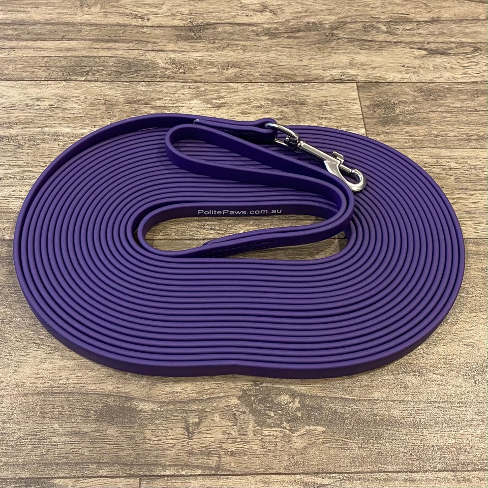 10m Purple Biothane Long Lead - Medium Stainless Steel Snap